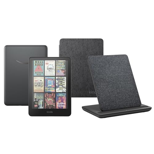 Kindle Colorsoft Signature Edition (32 GB) Con funda trasparente negra y base de carga inalámbrica