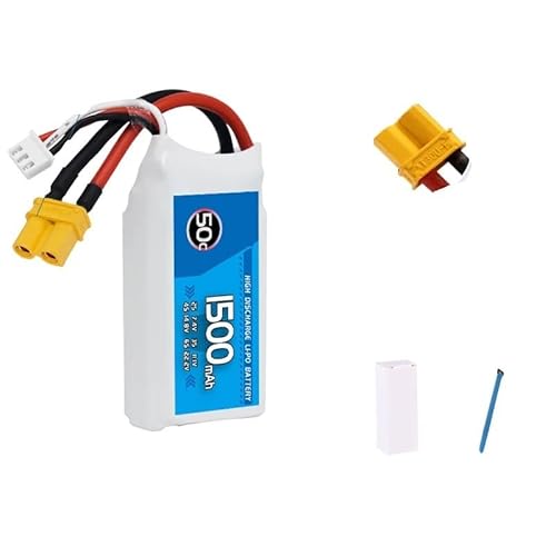 �݊���������܂�TalaBat 1500mAh 7.4V 50C Lipo�o�b�e���[��XT30 XT60 T�v���O�ɑΉ��ARC�w���R�v�^�[�A�N���b�h�R�v�^�[�AFPV�h���[���p(2S-1500mAh-XT30-3PCS)
