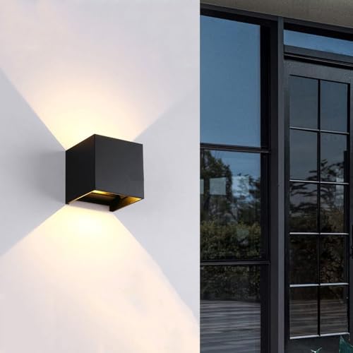 Aplique de Pared para Exteriores con Cabezal Ajustable, luz LED de Pared para Porche, Patio y jardín, 3000 K/4000 K/6000 K, Luces LED de Arriba y Abajo.