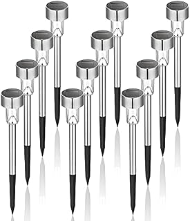 GIGALUMI Solar Lights Outdoor Garden Led Light Landscape/Pathway Lights Stainless Steel-12 Pack