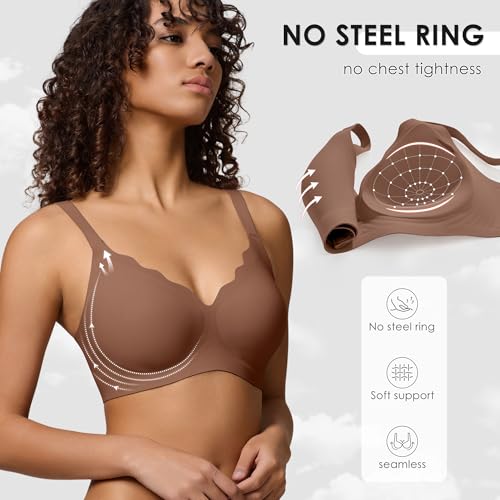 Image of Seamless Wireless Bra for Women with Support - No Underwire Full Coverage Push Up Comfort Bras - Back Fat Smoothing Bralette