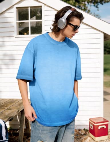 Eisctnd Oversized T-Shirts for Men Women - Cotton Loose Fit Baggy Vintage Casual Streetwear Gym Workout Unisex Tee(BlackGreyBlueCoffee-XL) — view 3