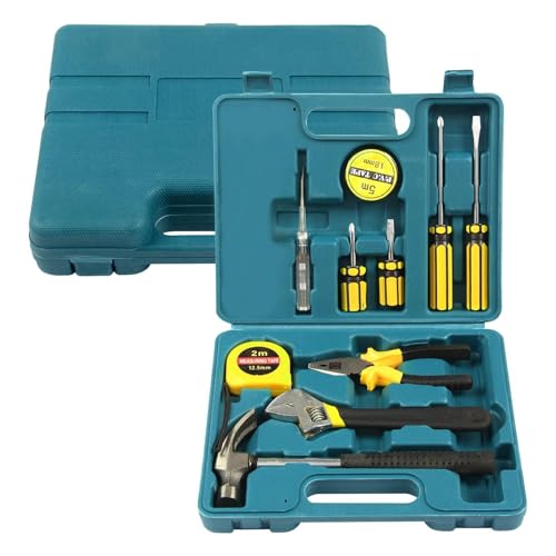 CROWNSHOP 11Pcs Household Hand Tools Kit Basic Tool Box DIY Set ...