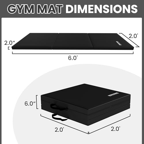 image for Fitvids Folding Exercise Gymnastics Mat, 2'x6'x2