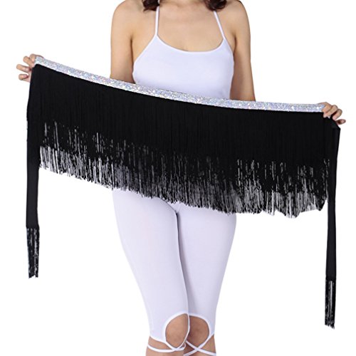 LaoZanA Femme Professionnel Triangle Tribal Ceinture De Danse Orientale Belly Dance danse mit tassel One Size Noir Cover