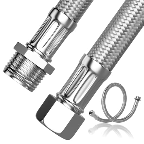 Zephyra 2 Stück 30 CM Panzerschlauch, 304 Edelstahl Flexschlauch, 3/8 Zoll Überwurf und Außengewinde, Sanitär Schlauch, 3/8 Verlängerung, Armaturenschlauch für Wasserhahn Eckventil Wassererhitzer
