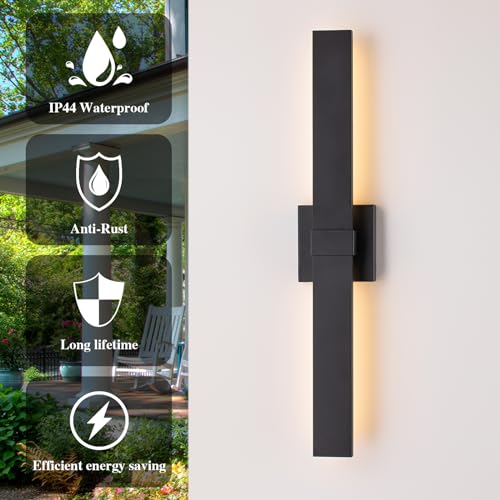 Image of Modern Outdoor Wall Light Fixtures 27.2 inch Black Outdoor Porch Lights Exterior LED Wall Sconces, 12W Integrated LED Long Outside Light Fixtures for Garage, Porch, Patio, Front Door, House, etc.