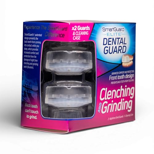 SMARTGUARD Elite (2 Guards 1 Travel case) Front Tooth Custom Anti Teeth Grinding Night Guard for Clenching - Dentist Designed - Bruxing Splint Mouth Protector for Relief of Symptoms