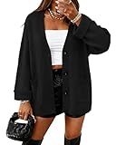 BTFBM Oversized Cardigan Sweaters for Women Trendy Fall Fashion 2025 Button Down Long Sleeve Chunky Knit Cardigans(Black, Small)