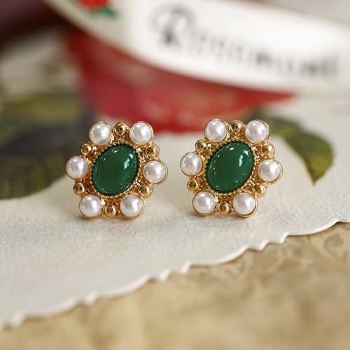 Boucles d'oreilles Jade Vert et Argent S925, bijoux d'exception