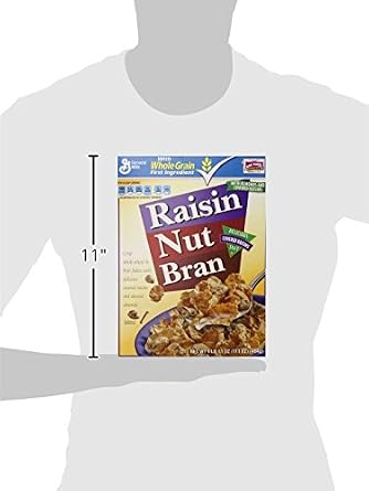 General Mills Raisin Nut Bran Cereal, with Whole Grain Flakes, 17.1 oz (Pack of 12)