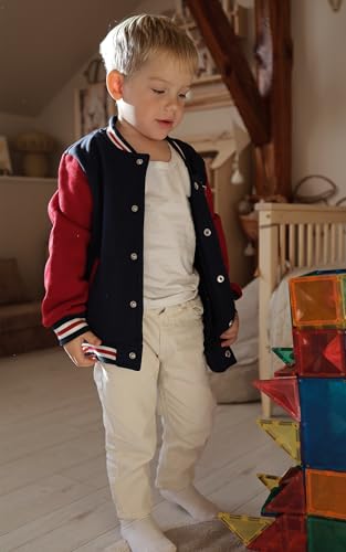Image of Volunboy Kids Baseball Jacket Varsity Letterman Coat Fall Winter Fleece Bomber Vintage Outerwear