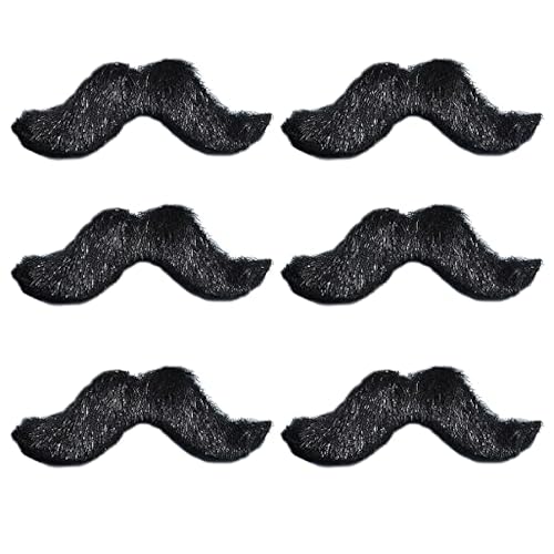 Fiesta Black Plush Moustaches (3') - Pack of 6 - Fake Mustaches for Fun & Party Decor - Perfect for Cinco De Mayo & Costume Events