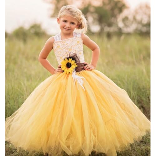 Yellow Flower Girl Dresses for Wedding Pageant Sunflower Dresss with Belt4