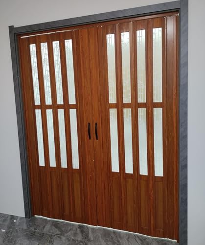 Commercial Heavy Duty PVC Folding Doors Room Dividers, Waterproof Oil Pleated Retractable Double Door for Restaurant - Space Saving | Easy to Clean(115x203cm/45.3x79.9in)