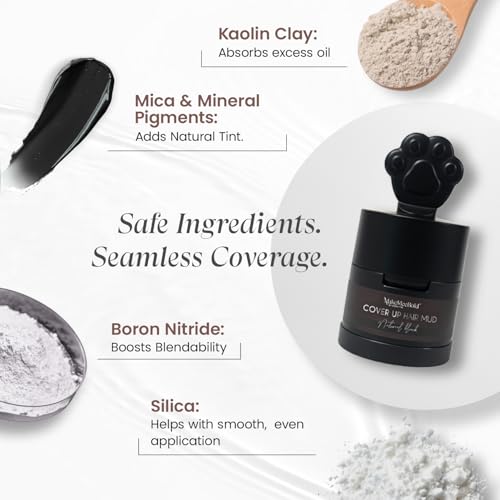 Image of MakeMeeBold Cover Up Hair Powder Mud | Instant Hair Black Touch Up | Hair Powder for Women | Natural Black - Covers Grey Roots & Bald Spots Instantly | Dual Puff Applicator | 4g
