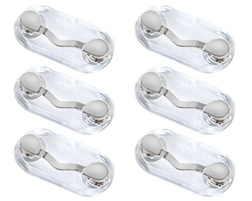 Readerest Magnetic Eyeglass Holders, name tag, badge holder, sunglasses holder, ID badge holder, (Stainless Steel - 6 Pack), made in USA, for men and women