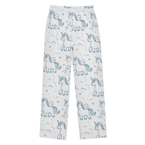 Cartoon Cute Unicorn Cartoon Balloon Pajamas Bottoms with Pockets Comfy Pjs Sleepwear Elastic Waistband Pajamas Pants Lounge Pants for 6-14 Years