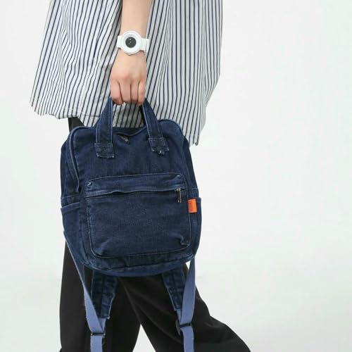 Sac à dos en denim décontracté GLDFW bleu clair multifonction - 4