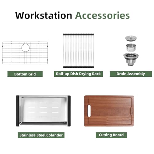 Davivy 33 Inch Black Undermount Granite Kitchen Sink Workstation by Davivy - Used condition - Image 9