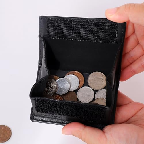 Genuine Leather Travel Coin Purse - RFID Blocking Anti-Theft Wallet with Bus Pass Slot & Card Holder, Compact Organizer for Coins/Cash/Cards - Black-Coin purse for travel to Europe and Japan4