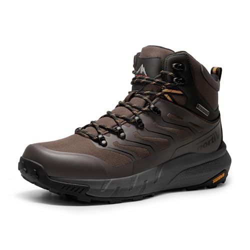 NORTIV 8 Men's Lightweight Hiking Boots Waterproof Breathable Outdoor Trekking Camping Ankle Boots Fern 10.5 Dark Brown