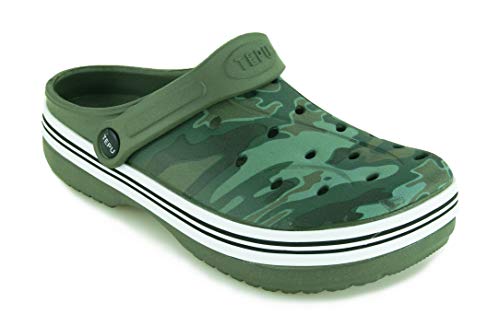TEPU | Zuecos Clog para Hombre Confort Design Calidad | Marrón | Gris | Khaki | Tallas: 40-45 (44 EU, Khaki)