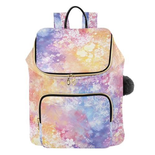 KLL Watercolor Abstract Art Colorful Floret Backpack for Women Fashion Lightweight Shopping Travel Daypack for Gym Shopping Travel
