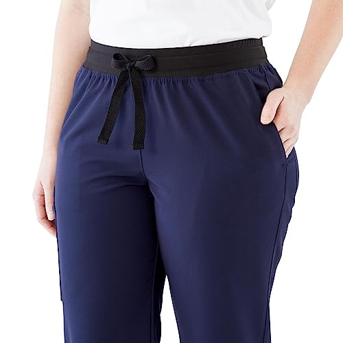 Image of AVE. Women's Varick Six Pocket Midrise Straight Leg Scrub Pant in Navy, XL Petite
