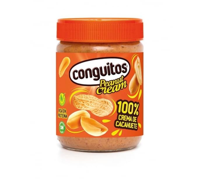 Conguitos Crema de Cacahuete 100%, Peanut Cream, 340 gr, Apto para Veganos