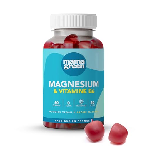 Mama Green - Gummies Magnesium - Contribue à réduire la fatigue - Contribue à un métabolisme énergétique normal - 60 gummies - Sans sucre – Sans colorants et arômes artificiels - Fabriqué en France