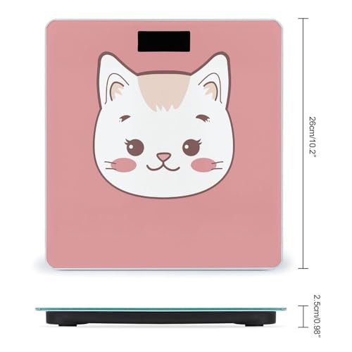 Báscula digital con patrón de gato y pantalla LCD miniatura 2