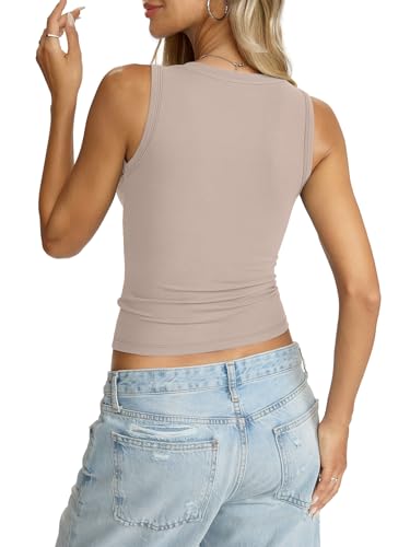 Image of Eachyes Womens V Neck Tank Tops Sleeveless Slim Fit Shirts Summer Going Out Fashion Outfit Clothes 2026