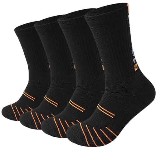 Image of 4 Pack Compression Athletic Basketball Socks Cushion Thick Mens Boys Volleyball Football Running Cycling Socks
