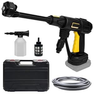 Akku Hochdruckreiniger, 200Bar Mobiler Hochdruckreiniger für Makita 18V Akku, Bürstenloser Motor ElektrischeHochdruckreiniger mit 6-in-1-Multifunktionsdüse, 3 Reinigungsstufen, 5 m Schlauch(No Akku)
