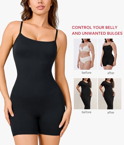 Image of Nebility Seamless Shapewear Bodysuit Women - Tummy Control Square Neck Full Body Shaper