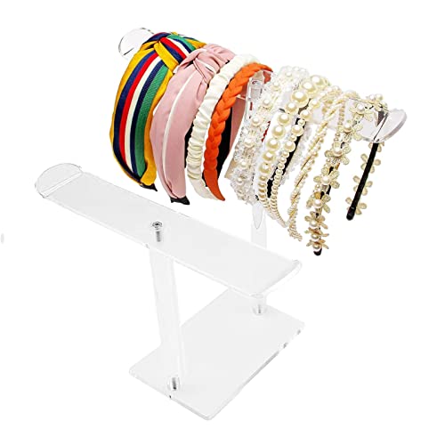 Titular Tiara Organizador - Exibição de faixa de cabeça de acrílico transparente com design de paraf