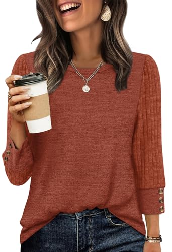WIHOLL Long Sleeve Shirts for Women Womens Fall Fashion 2025 Halloween Sweaters Maternity Clothes Boat Neck Long Sleeve Tops Trendy Cute Dressy Casual Teacher School Outfits Caramel M