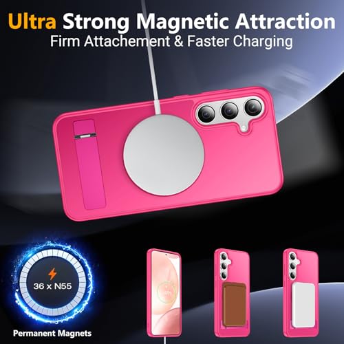 Image of SPIDERCASE Magnetic for Samsung Galaxy S24 Case, [3 Stand Ways][ Military Grade Drop Protection] with Invisible Stand Shockproof Slim Case for S24 6.2 inch,Rose Red
