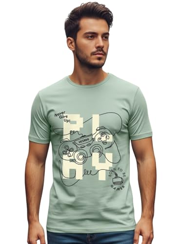 Image of Veirdo Regular Fit Half Sleeves Round Neck Typographic Printed Pure Cotton T-Shirt for Men (Available Colors: Black, Navy, Swan White, & White) (Sizes: S to 2XL)