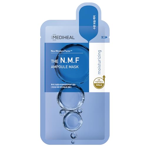 Mediheal Official Best No.1 Korean Sheet Mask - NMF Ampoule Face Mask 15 Sheets For Intensely Hydrating Moisturizing with NMF For All Skin Types