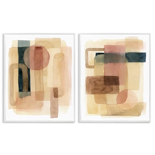 Geometric Abstract Clustered Forms, 11 x 14 Inch Framed Giclée Print Set