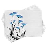 Ambesonne Floral Place Mats Set of 4, Vector Flowers Turkish Ottoman Tulips in Ombre Watercolored...