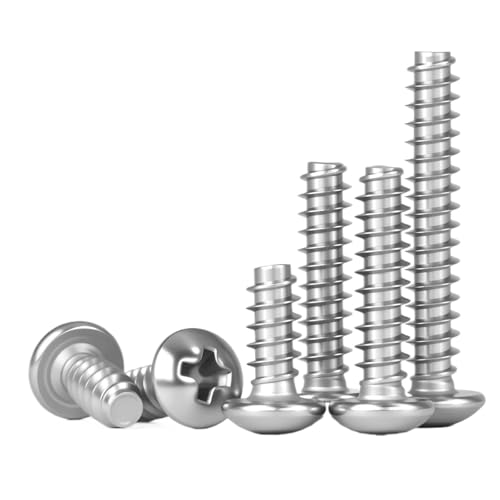 304 Stainless Steel Cross Round Pan Head with Washer Pad Collar Self-tapping Wood Screw Screws M1.2-M5(10mm,M4 (20Pcs))