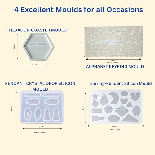 Image of exploralearn 95 Pcs Ultimate Resin Art Kit with 200g Epoxy Resin - DIY Alphabet, Jewelry, Coasters & Pendants - Includes Dried Flowers, Stickers, Glitters & More