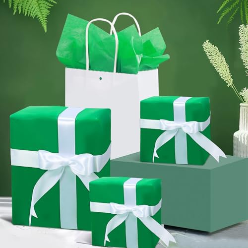 Image of woric 160 Sheets Green Tissue Paper for Gift Bags 20 X 14 Inches | Dark Green Tissue Paper Bulk for Crafts DIY Project Weddings Neutral Baby Shower Decorations