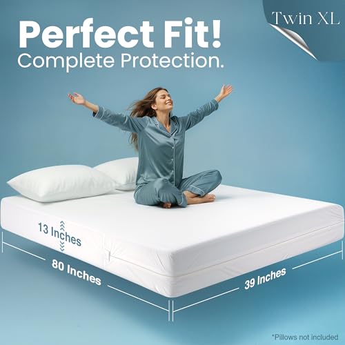 Image of Bulk 10-Pack Hotel Twin XL Size Mattress Encasement 100% Waterproof | Commercial Zippered Mattress Protector, 6-Sided, 13 inch Deep, Designed for Resorts and Motels, Bed Bug & Dust Mite Resistant