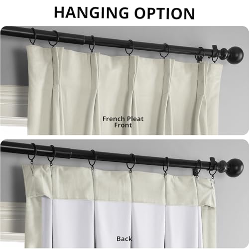 Image of HPD Half Price Drapes Velvet Blackout Curtains /Drapes - 96 Inches Long 1 Panel Blackout Curtain Signature Pleated for Living Room & Bedroom - 25W X 96L, Off White
