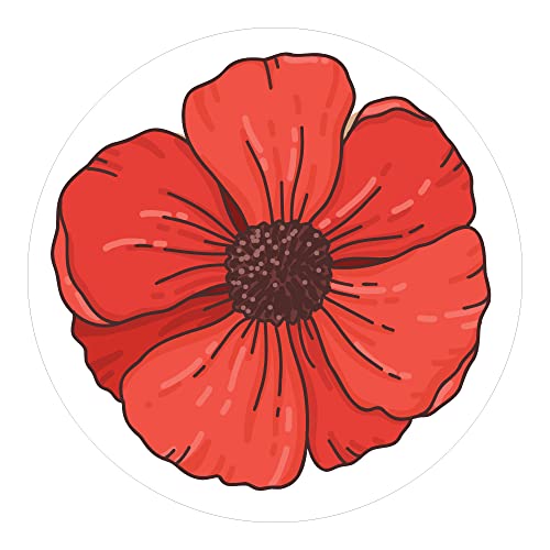 Pack of 18 Transparent Poppy Stickers (65 mm) Poppy Decorations Decals for Remembrance Day iPad & Mobile Labels Papa Prints