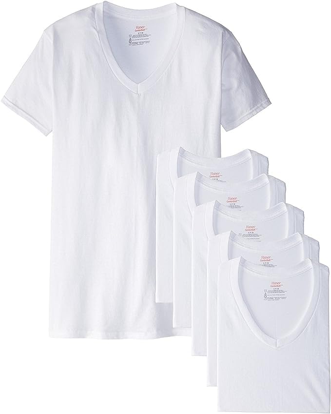 Hanes t-shirt col en V lot de 6 pour le sport de détente ou le télétravail